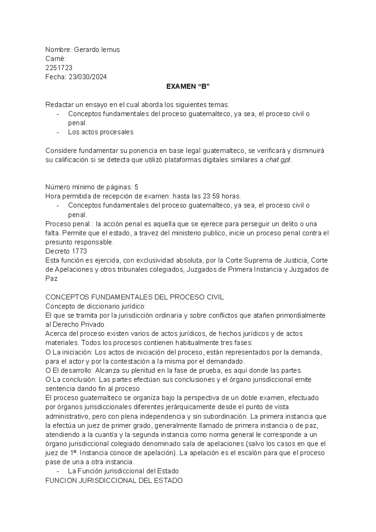 Examen B - Preguntas Y Respuestas - Nombre: Gerardo Lemus Carné ...