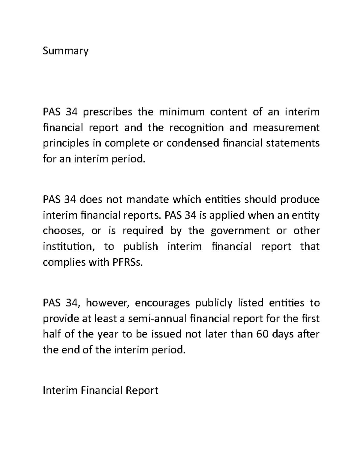 pas-34-interim-financial-reporting-summary-pas-34-prescribes-the