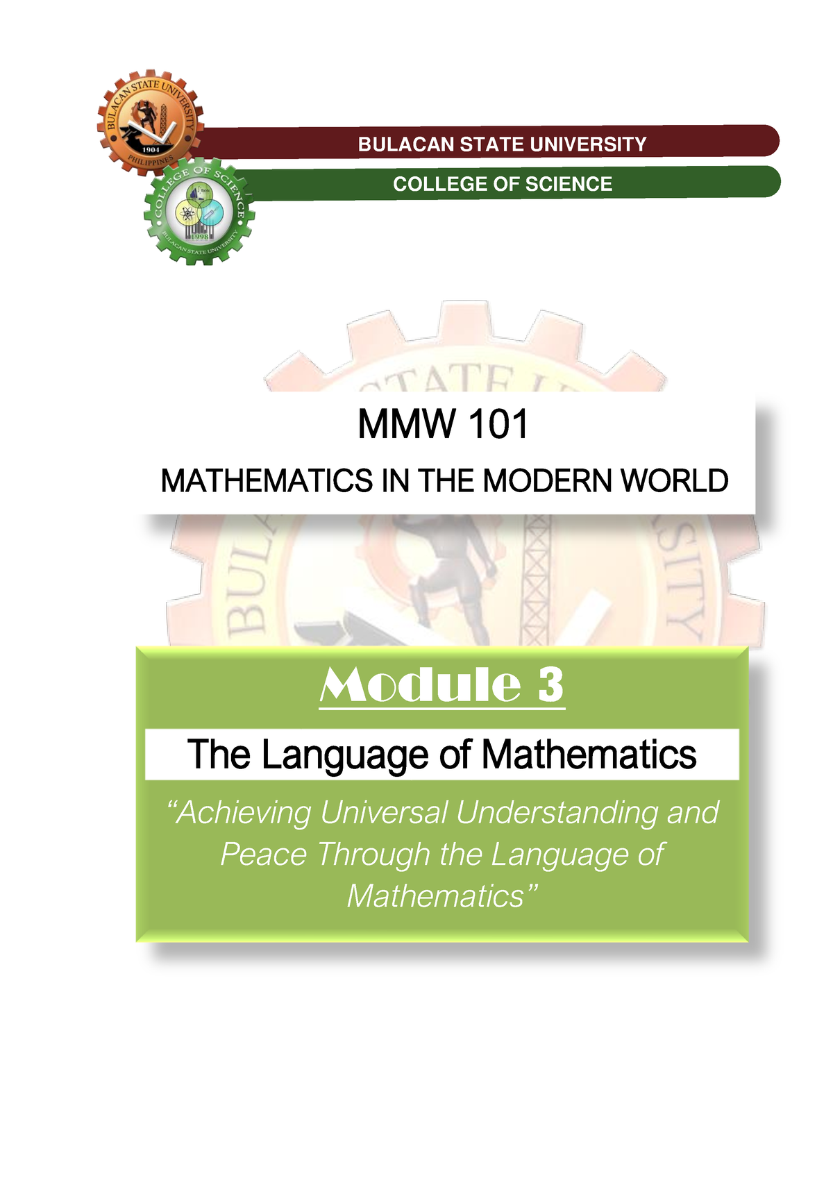 Final - Module-3-The-Language-of-Mathematics - MMW 101 MATHEMATICS IN ...