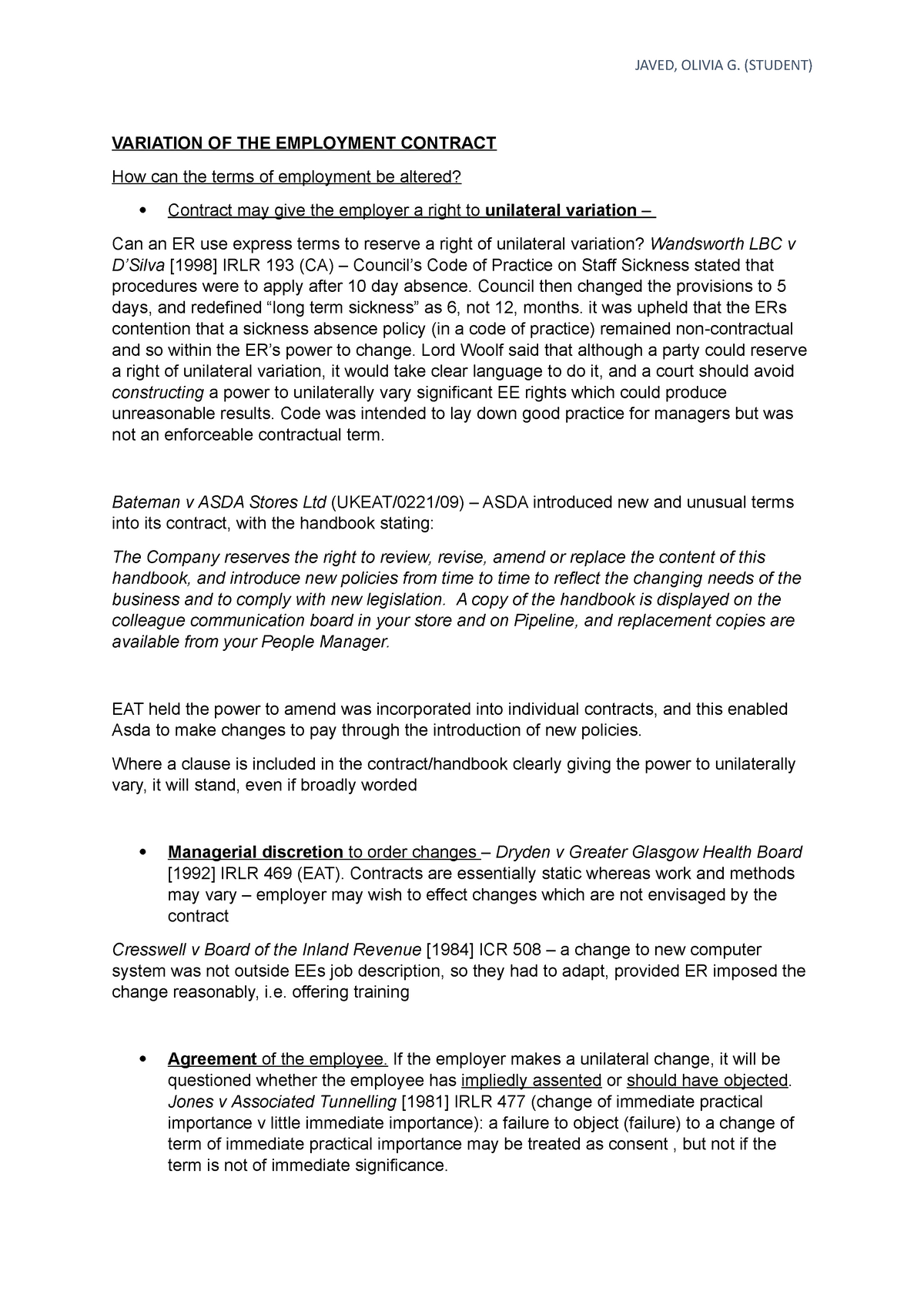 Variation Of The Employment Contract Variation Of The Employment Contract How Can The Terms Of 7699