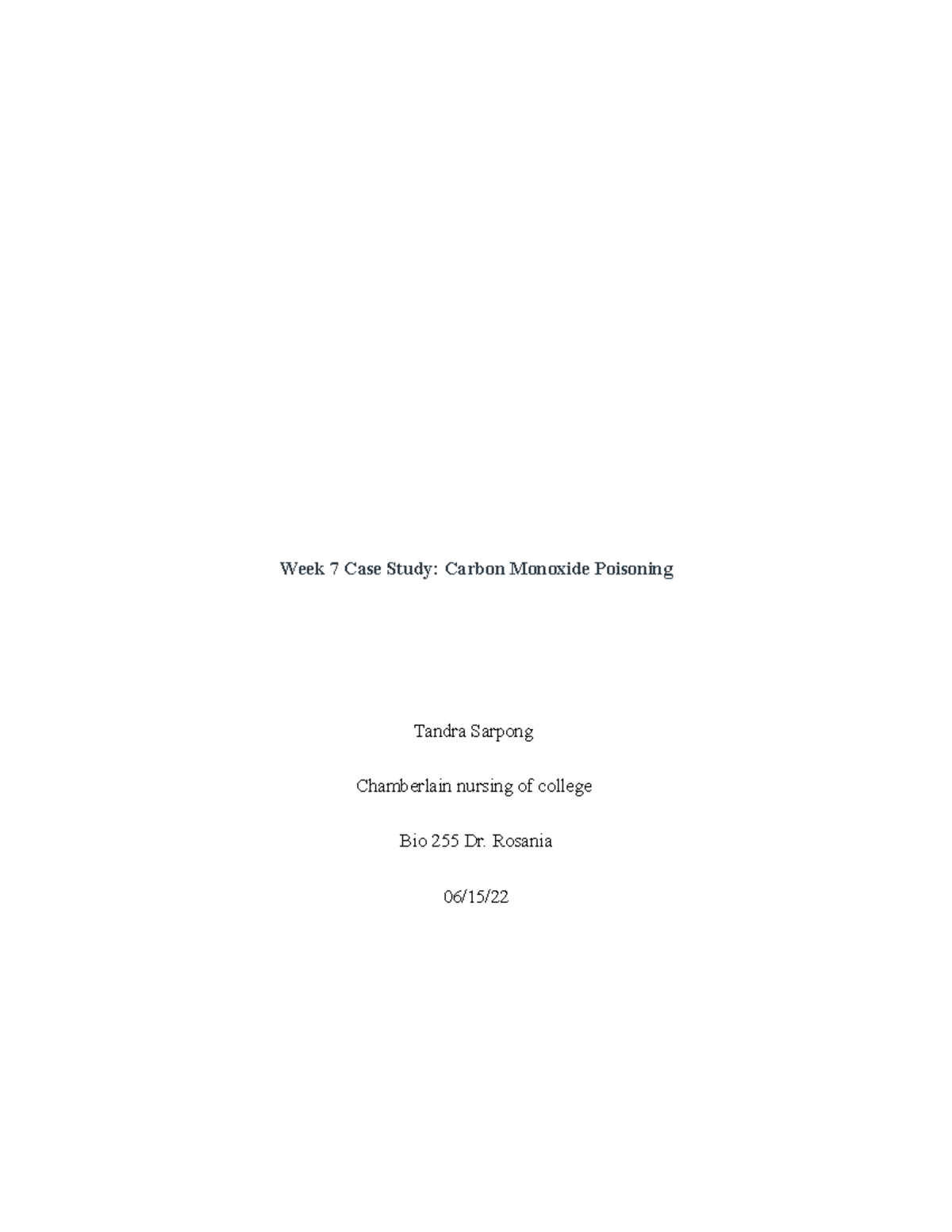 week 7 case study carbon monoxide poisoning