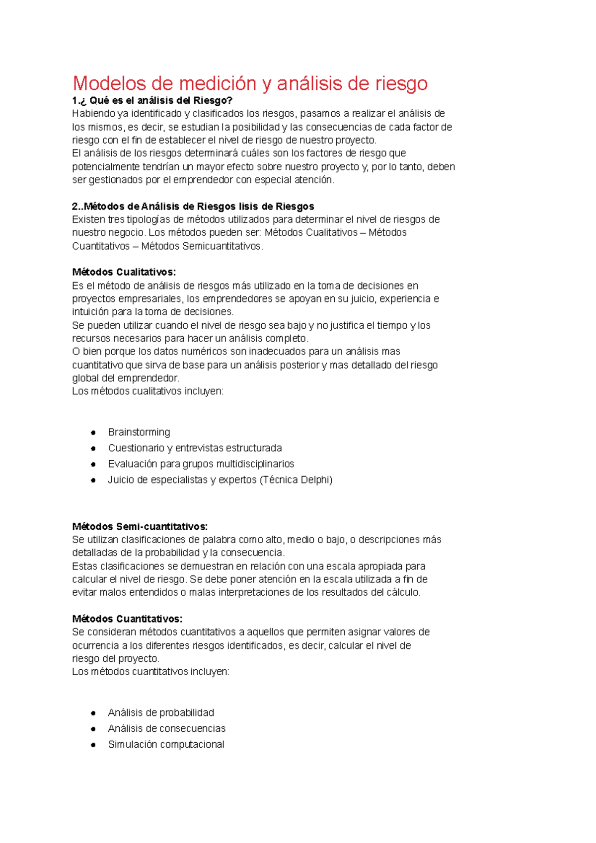 2.2 Modelos de medicion riesgo - Modelos de medición y análisis de ...