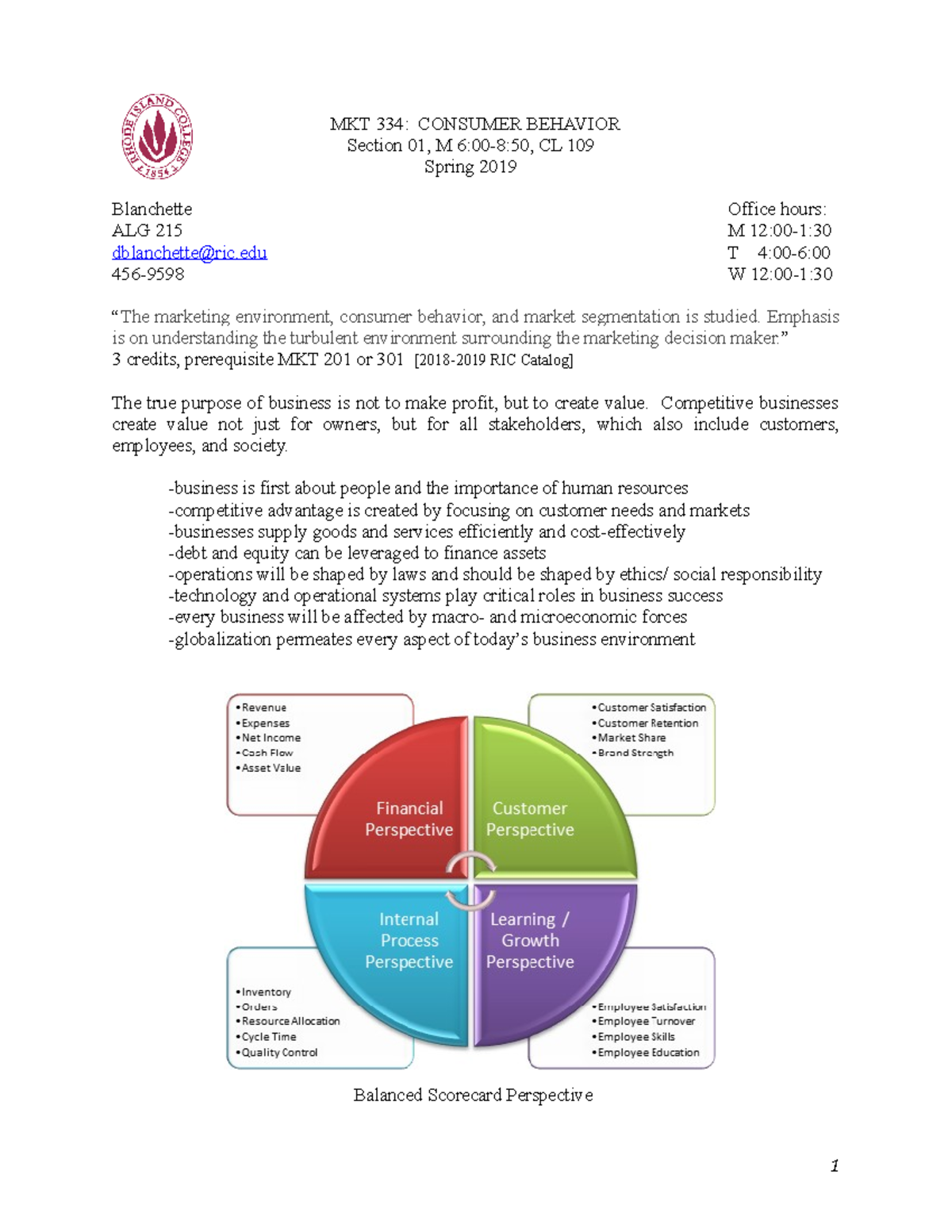 MKT 334-Syllabus-M- Sp19 revised - MKT 334: CONSUMER BEHAVIOR Section ...