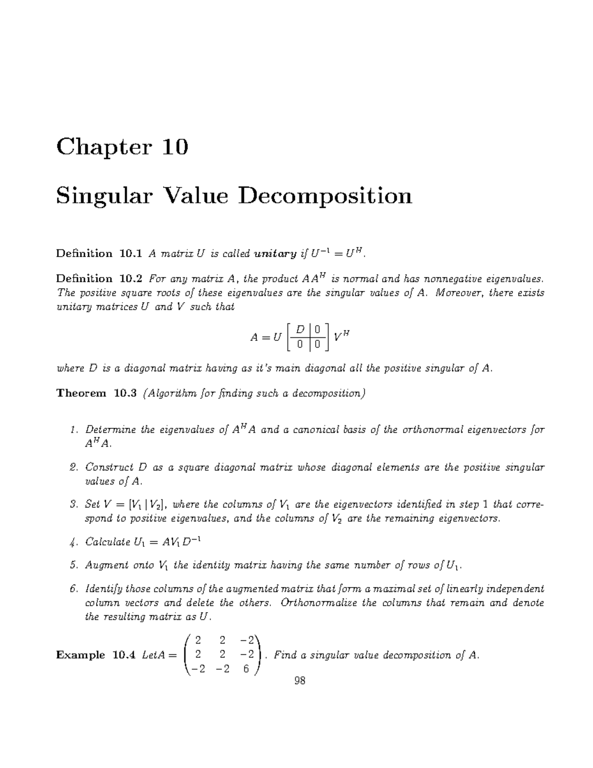 Chapter 10 - Singular Value Decomposition - Chapter 10 Singular Value ...