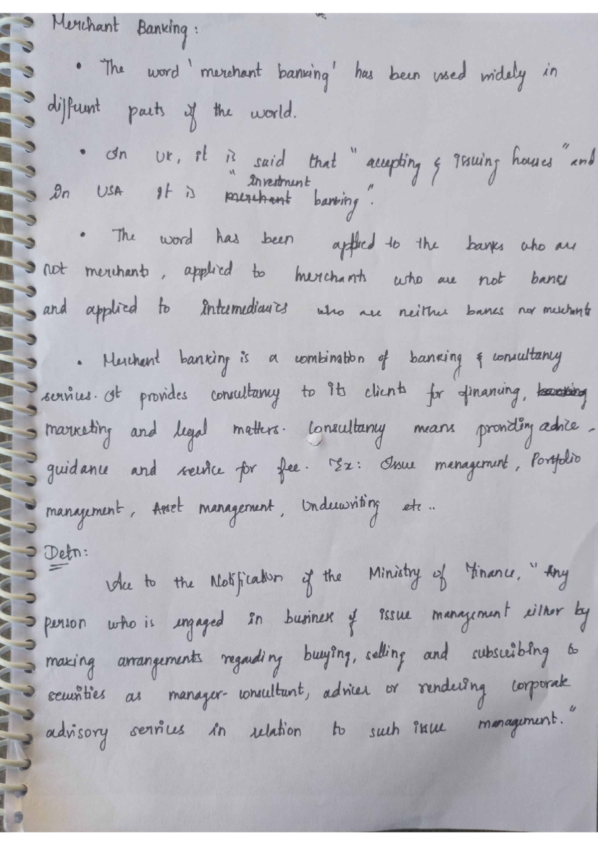 Merchant Banking - This is notes for Financial services paper - Studocu