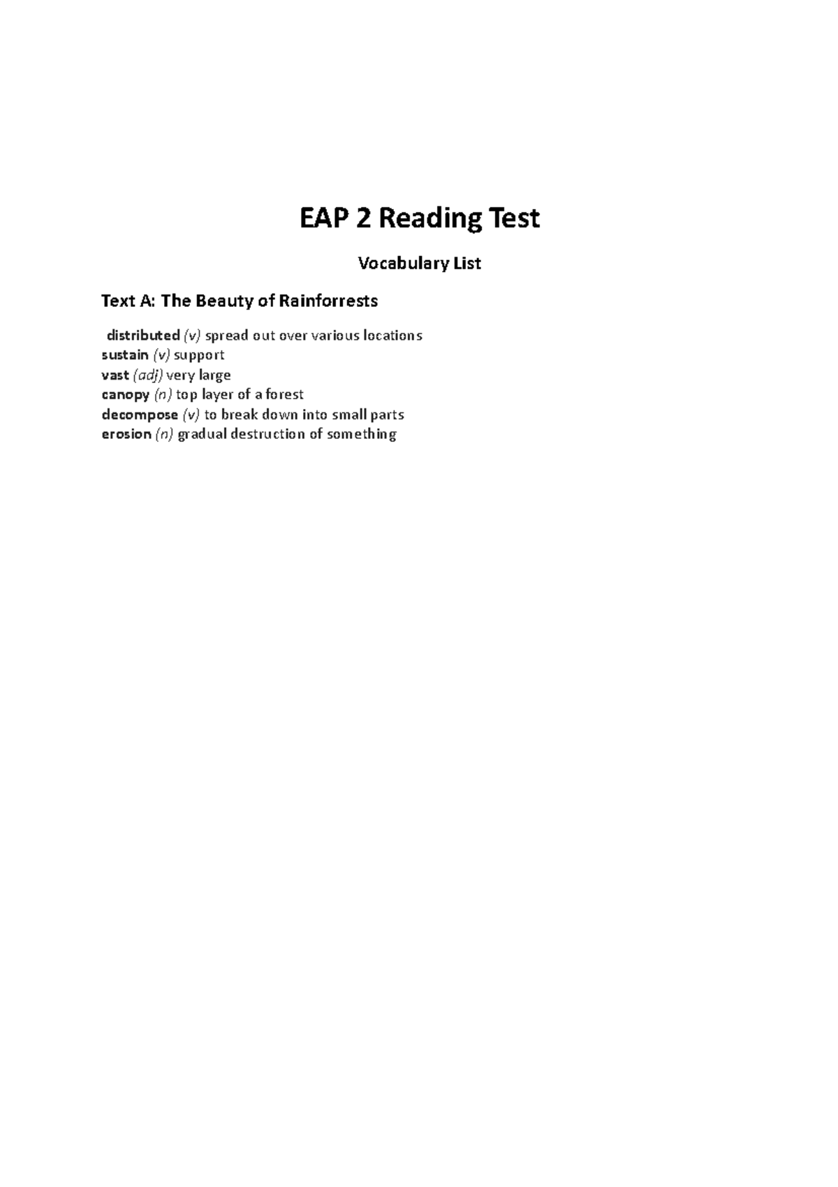 TEXT FOR Reading TEST 3 - EAP 2 Reading Test Vocabulary List Text A ...
