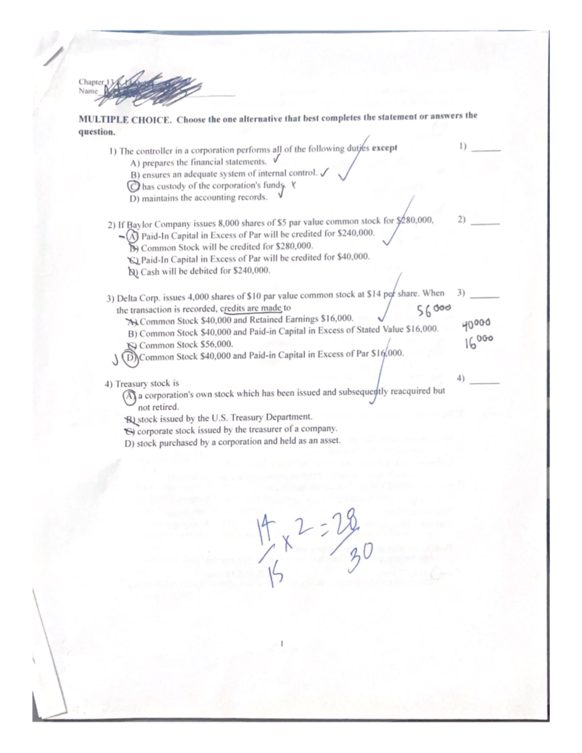 Chapter 13-14 Quiz - MULTIPLE CHOICE. Choose The One Alternative That ...