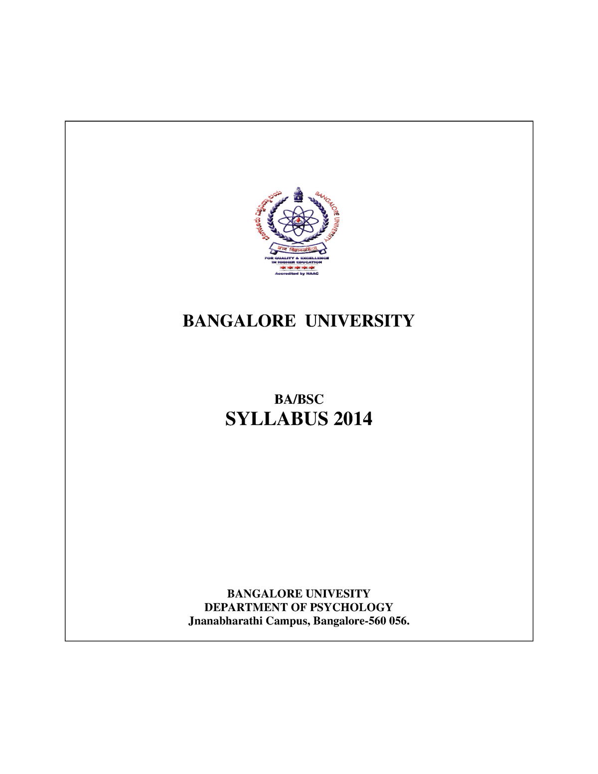 Psychology - BANGALORE UNIVERSITY SYLLABUS 2014 BANGALORE UNIVESITY ...