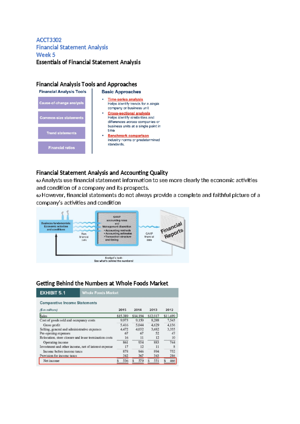 ACCT3302 Lecture 5 - ACCT Financial Statement Analysis Week 5 ...