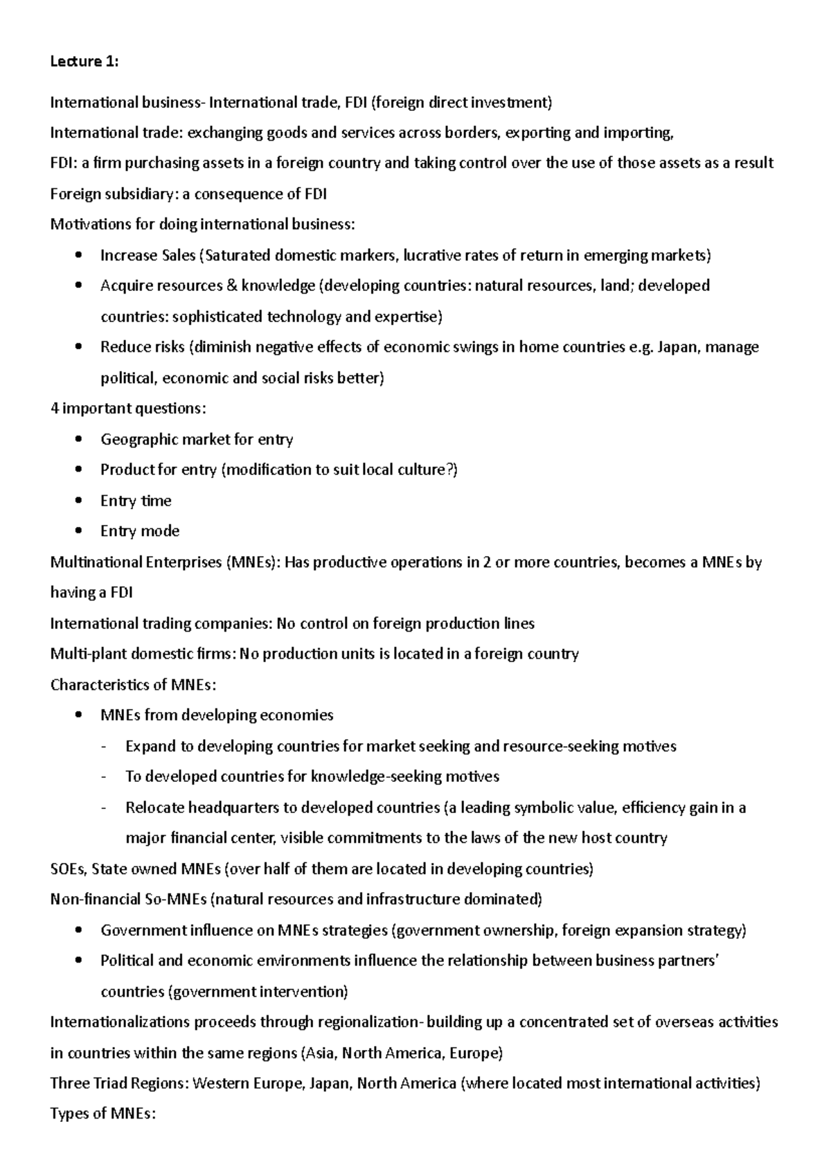 CB4305 Lecture notes - Lecture 1: International business- International ...
