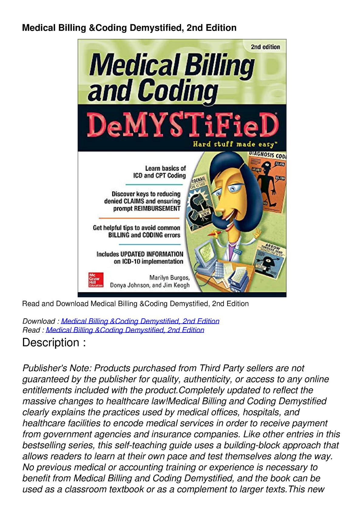 PDF/READ Medical Billing Coding Demystified, 2nd Edition - Medical ...