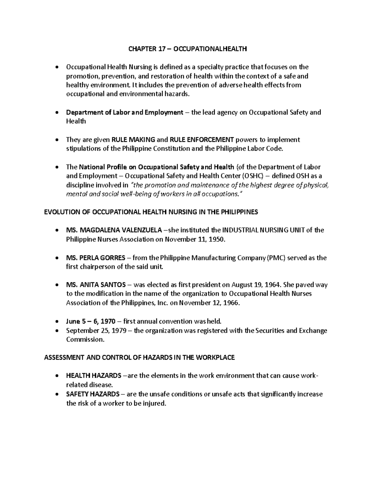 Chapter 17 Occupational nurse CHAPTER 17 OCCUPATIONAL HEALTH