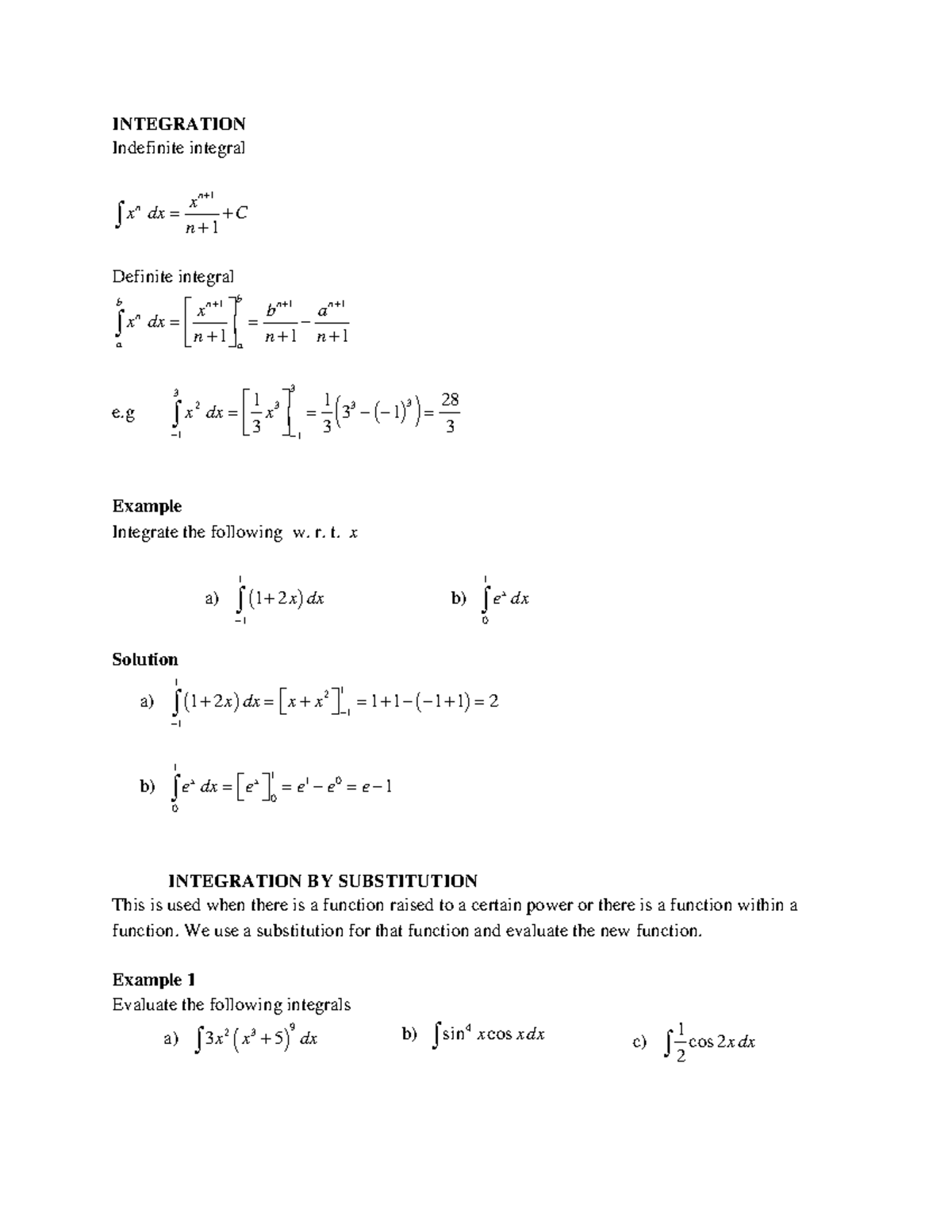 Integration By Substitution - CHEG 1010 - WMU - Studocu