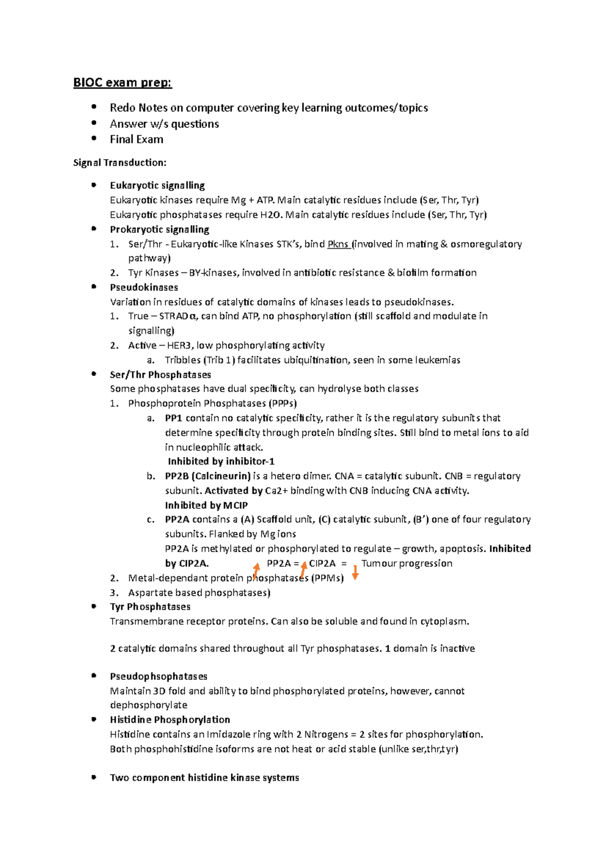 BIOC exam prep - Summary notes for exam prep - BIOC exam prep: Redo ...