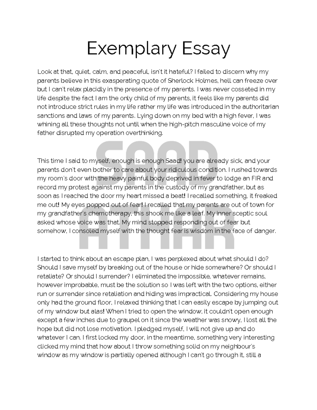 English Material - Exemplary Essay Look At That, Quiet, Calm, And 