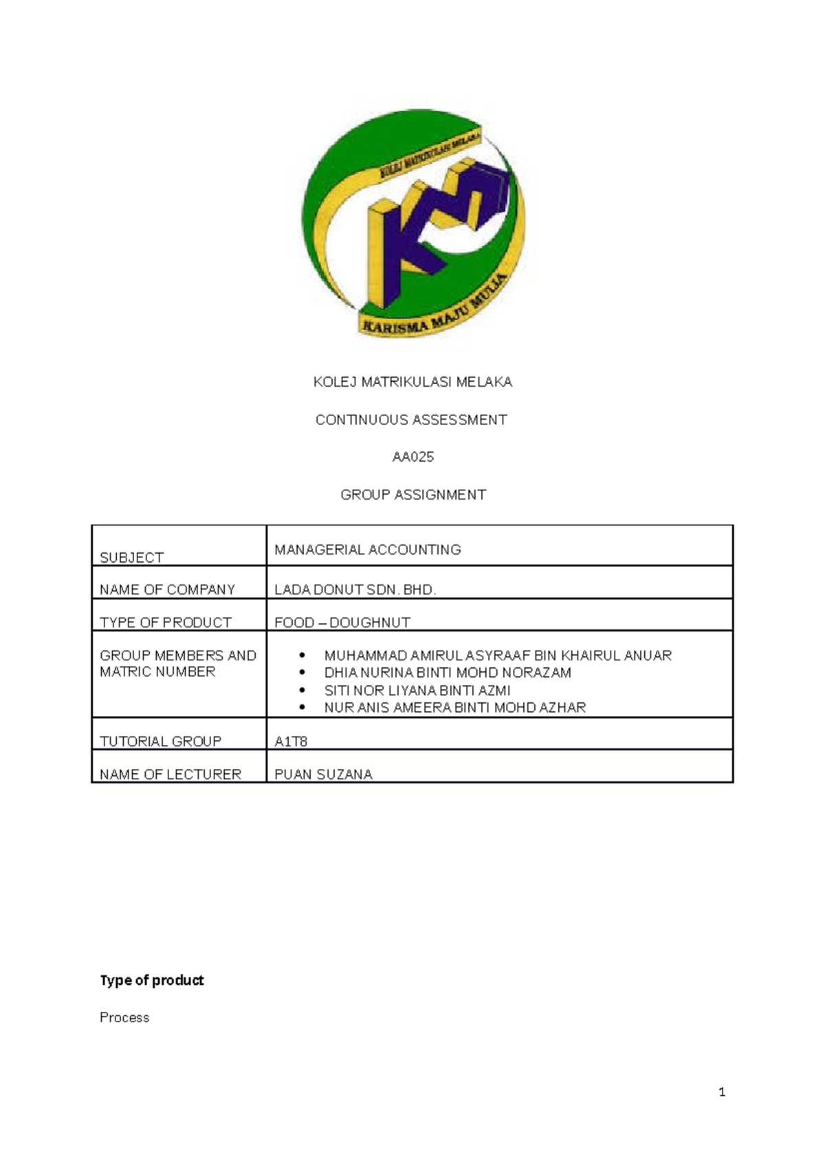 contoh assignment account matrikulasi