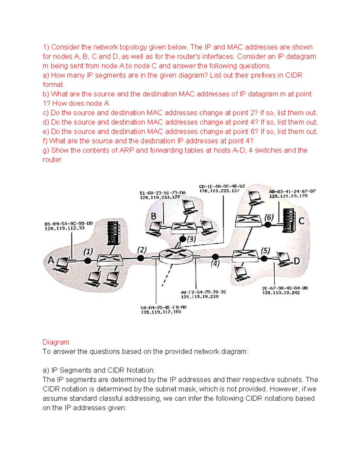 Tutorial - Consider the network topology given below. The IP and MAC ...