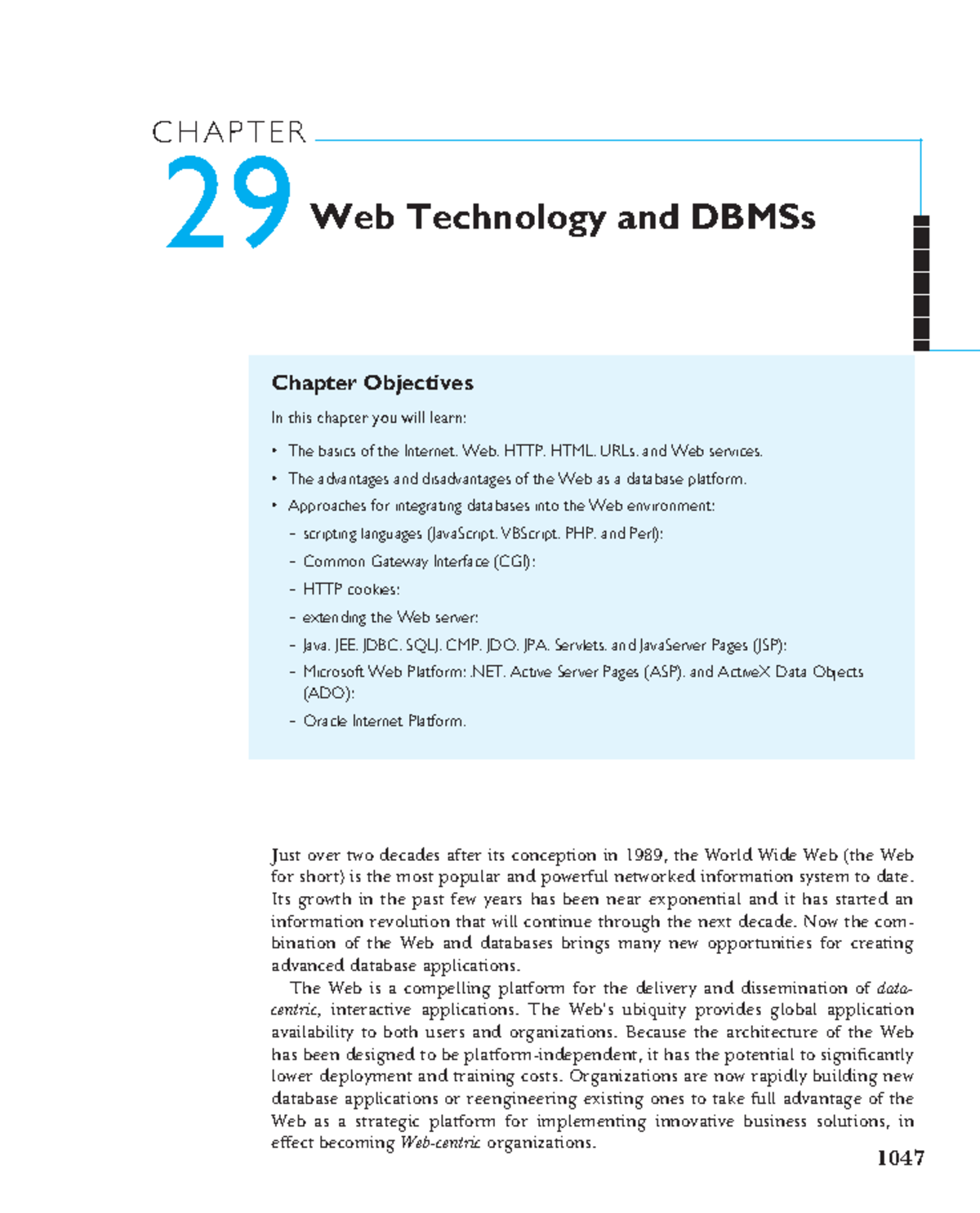 Chapter 29 Web Technology and DBMSs - CHAPTER 29 Web Technology and ...