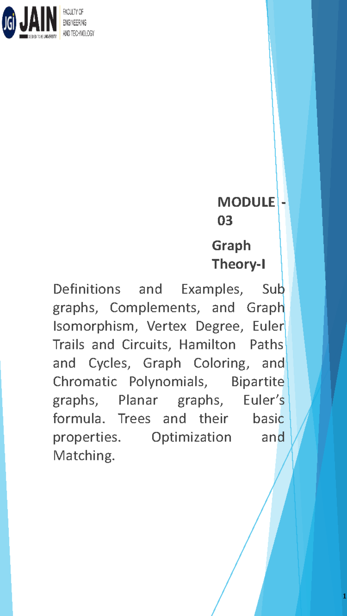 Module - 03 Graph Theory - MODULE - 03 Graph Theory-I Definitions and ...
