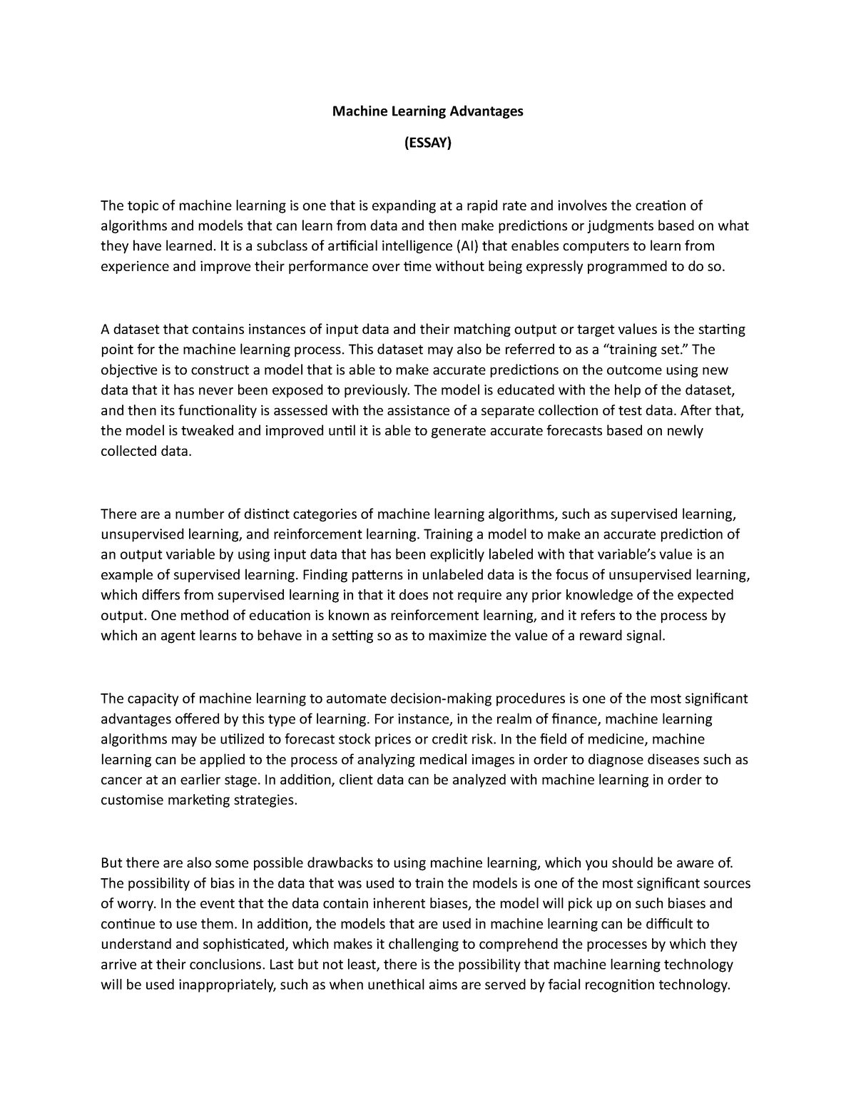 essay in machine in english