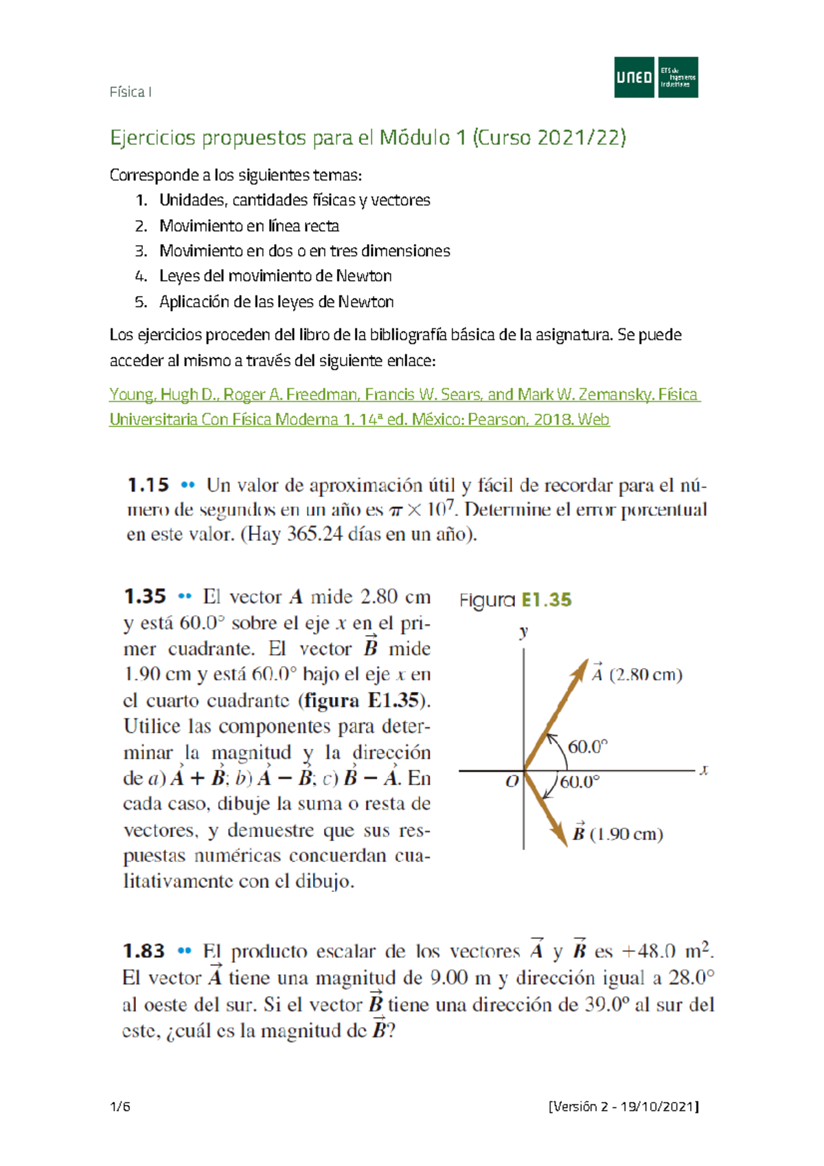 Ejercicios Propuestos Módulo 1 V2 - Física I Ejercicios Propuestos Para ...