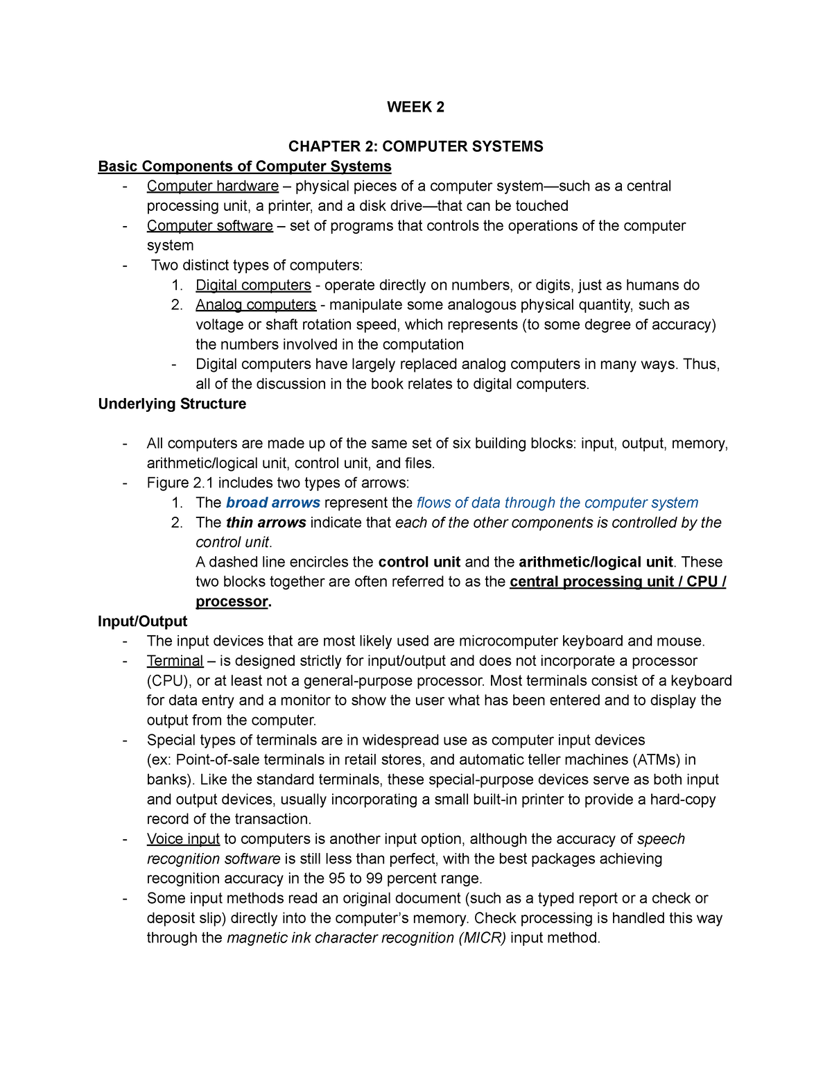 Information Systems Reviewer - WEEK 2 CHAPTER 2: COMPUTER SYSTEMS Basic ...