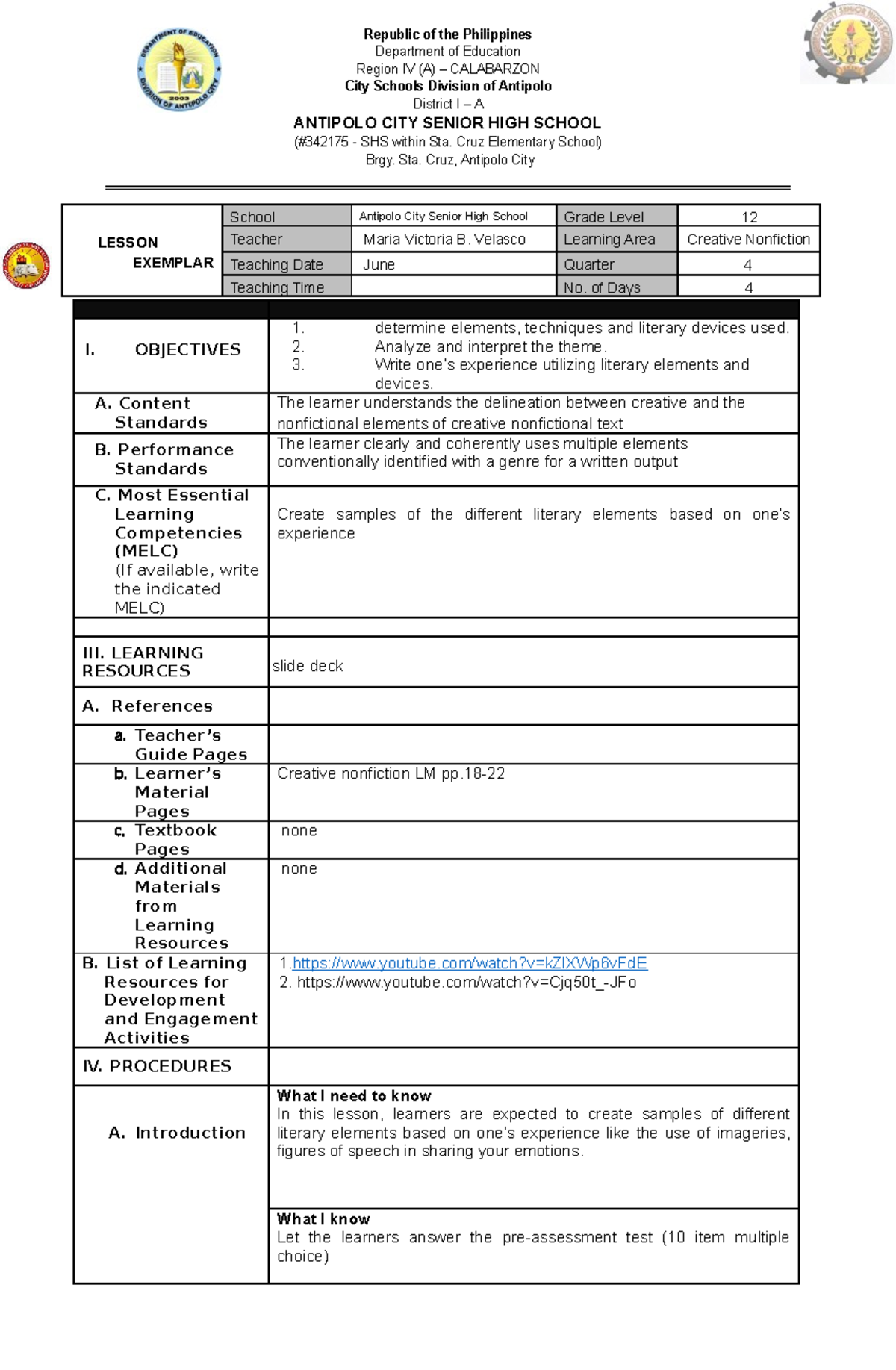 2ND CO Exemplar - Republic of the Philippines Department of Education ...