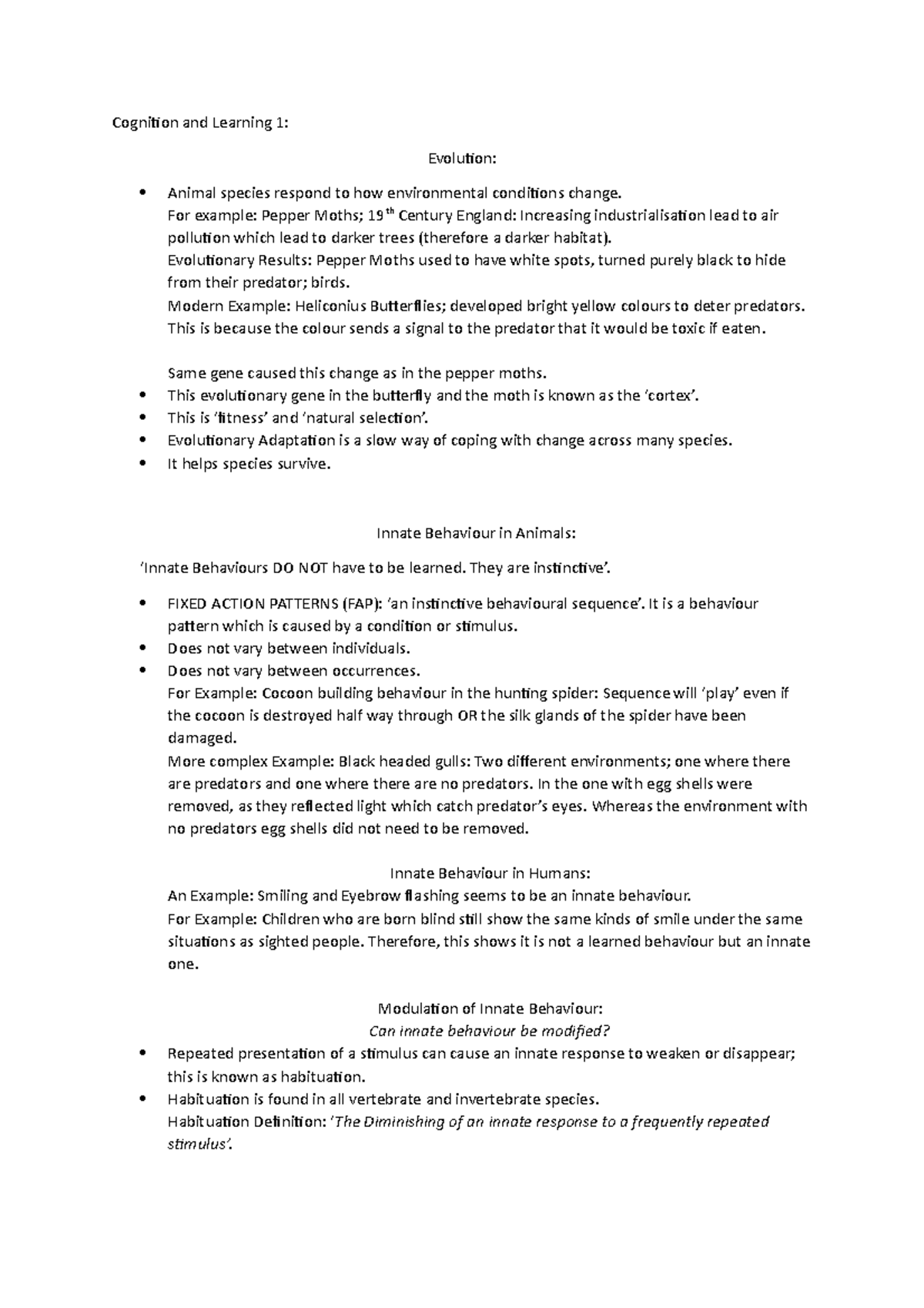 Cognition And Learning Revision Notes 1 Cognition And Learning 1