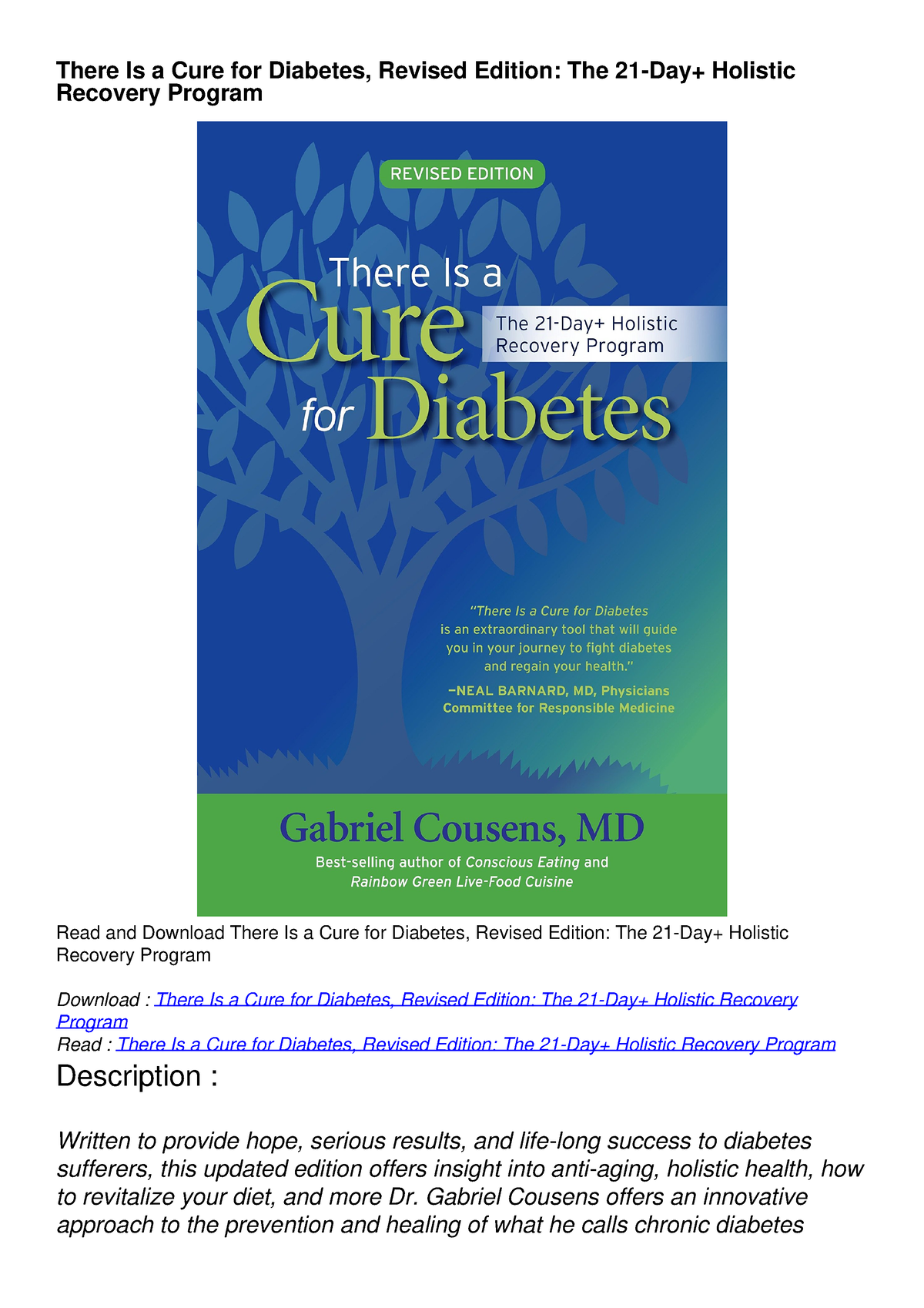 EPUB/PDF There Is a Cure for Diabetes, Revised Edition The 21Day+