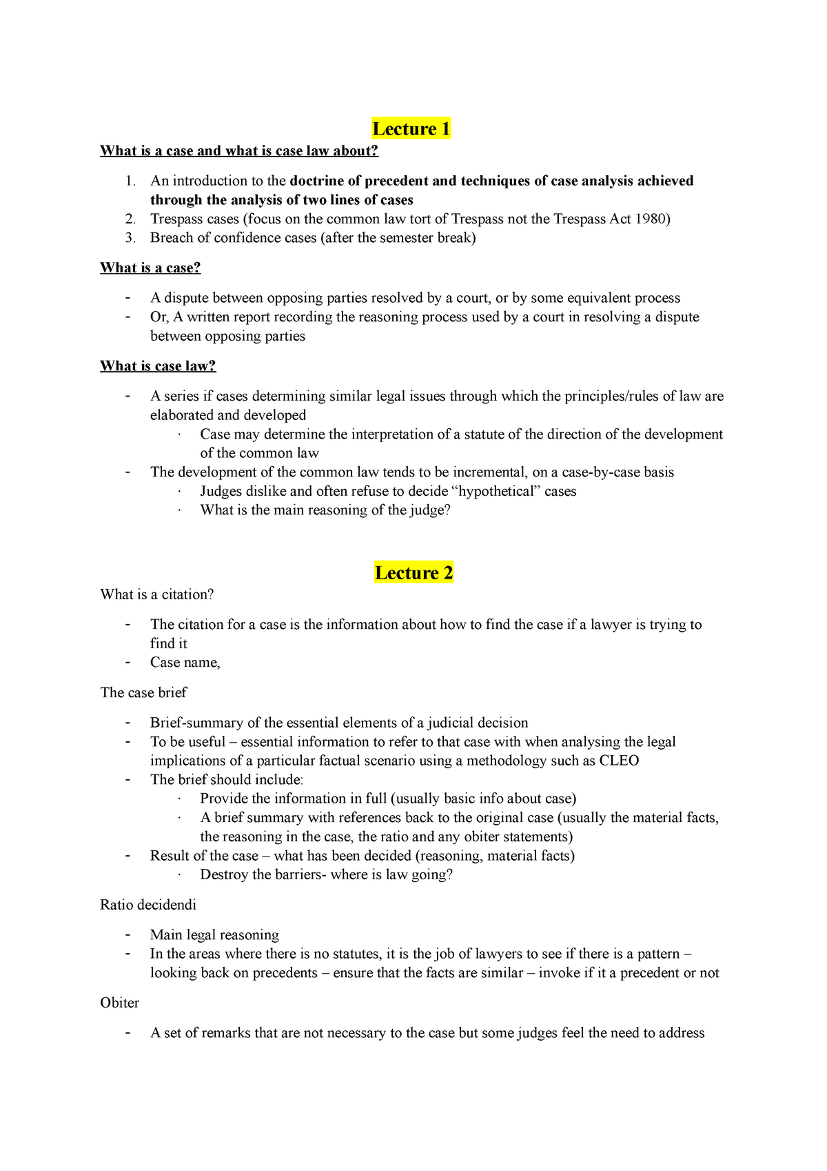 laws122-draft-notes-lecture-1-what-is-a-case-and-what-is-case-law