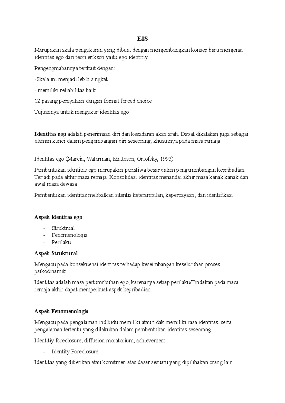 EIS - Catatan materi tentang tes inventori EIS - EIS Merupakan skala