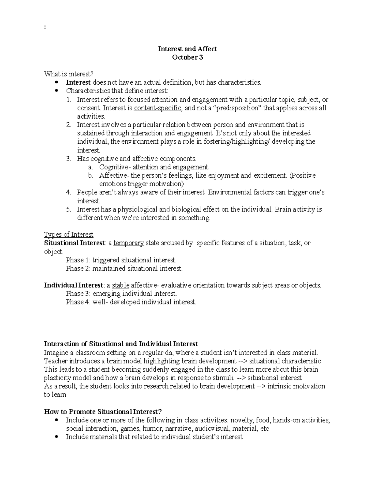 Interst and Affect part 2 of 2 - : Interest and Affect October 3 What ...