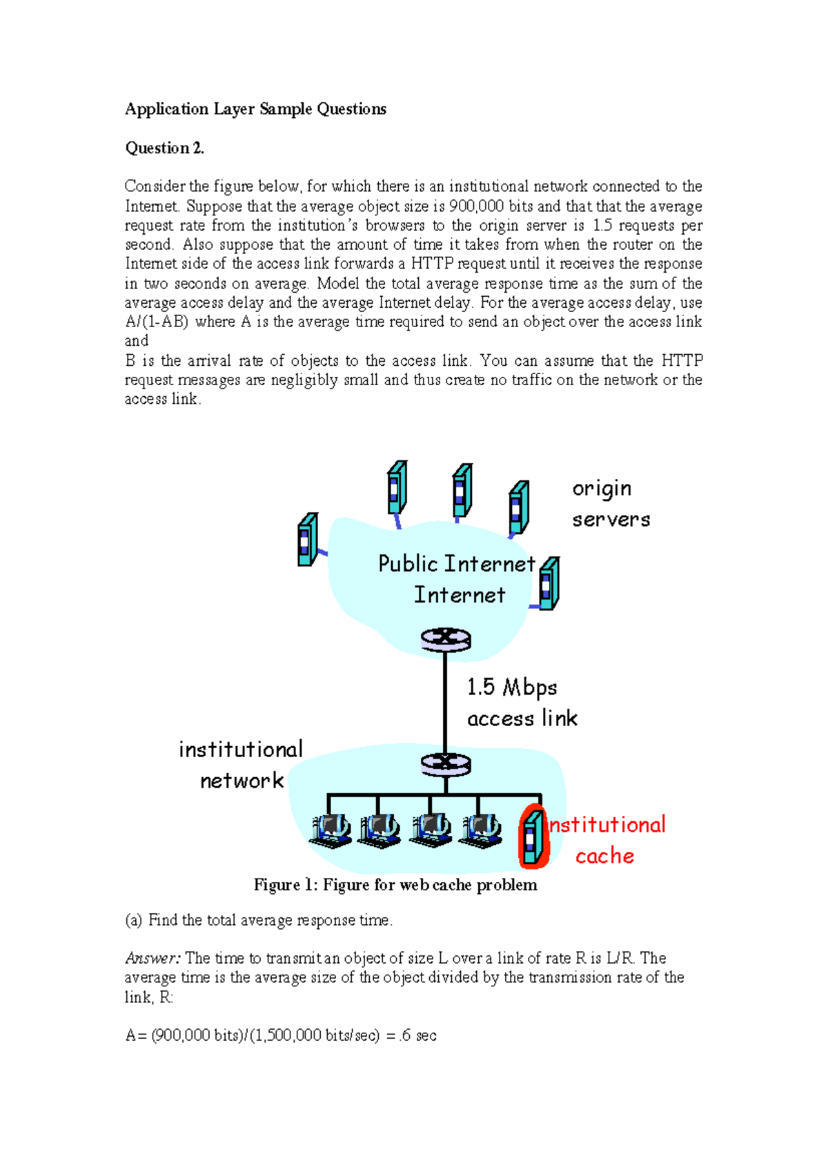 App Layer Q2 Answer Application Layer Sample Questions Question 2. Consider the figure below
