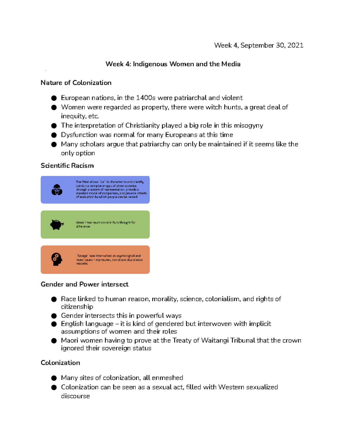 Week 4 INDG 2030 - Lecture Notes 4 - Week 4, September 30, 2021 Week 4 ...