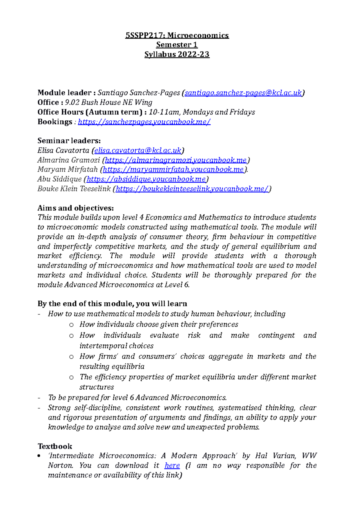 5SSPP217 Microeconomics - 5SSPP217: Microeconomics Semester 1 Syllabus ...