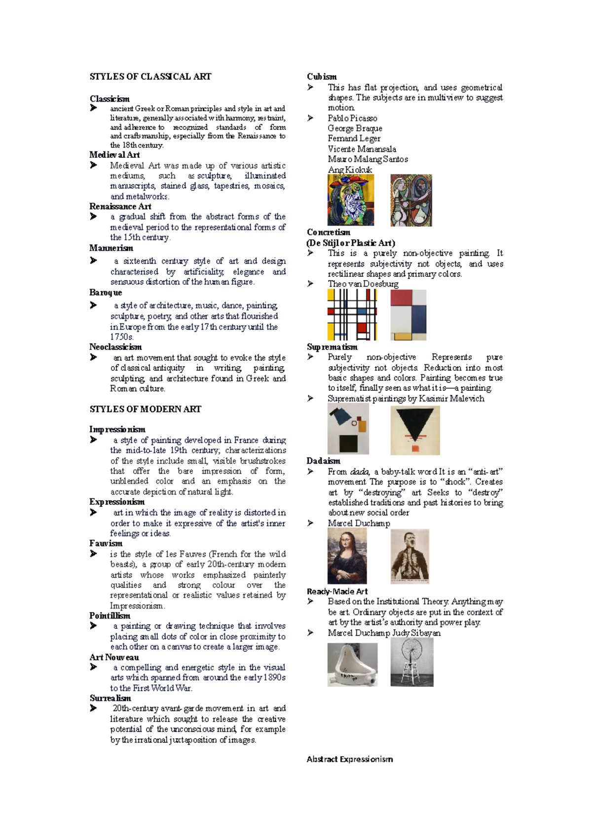 Styles OF Classical ART STYLES OF CLASSICAL ART Classicism ancient Greek or Roman principles