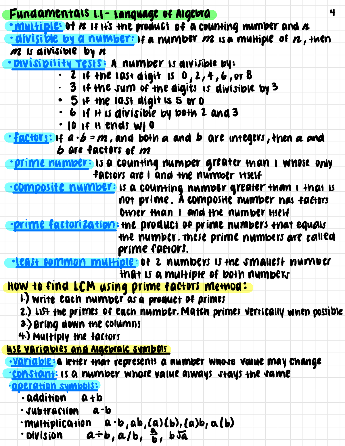 Fundamentals 1 - College Algebra - Fundamentals I Language of Algebra 4 ...