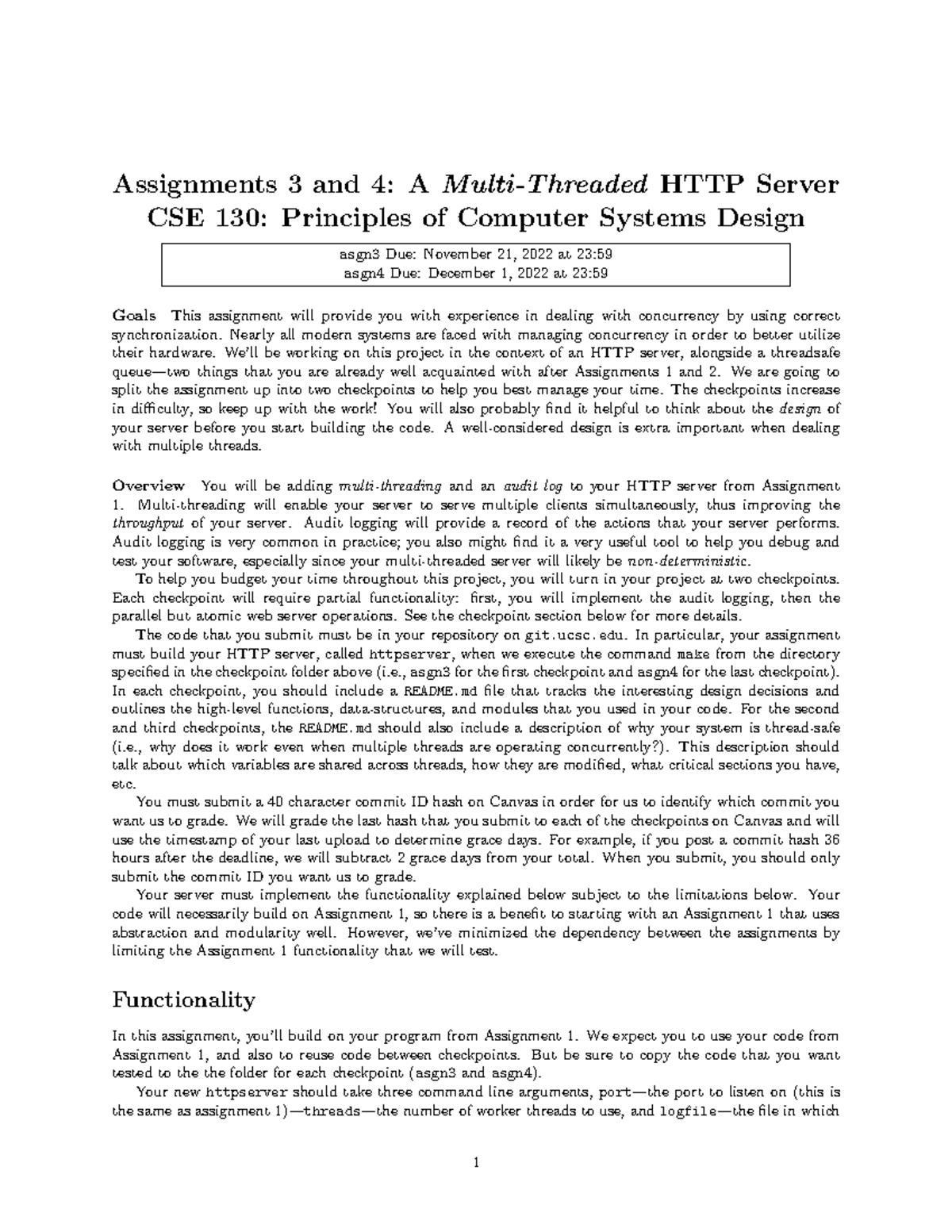 CSE130 Asgn3-4 - xxx - Assignments 3 and 4: A Multi-Threaded HTTP ...