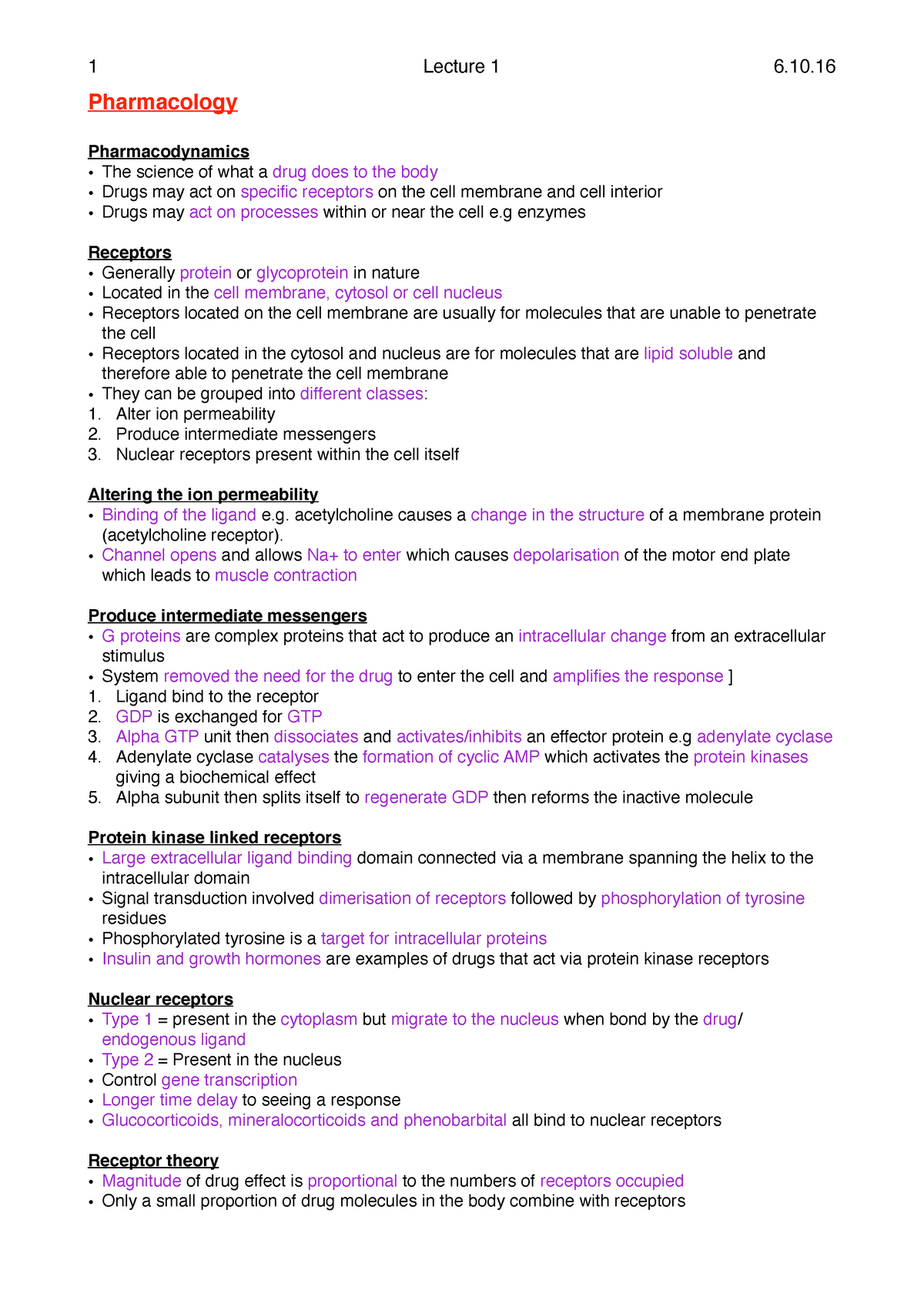 Pharmacolgy - Lecture Notes On Pharmacology - 1 Lecture 1 6 ...