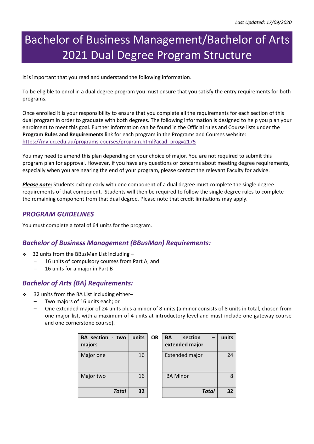 2021 Bachelors Of Business Management Arts 2175 - Last Updated: 17 /09 ...