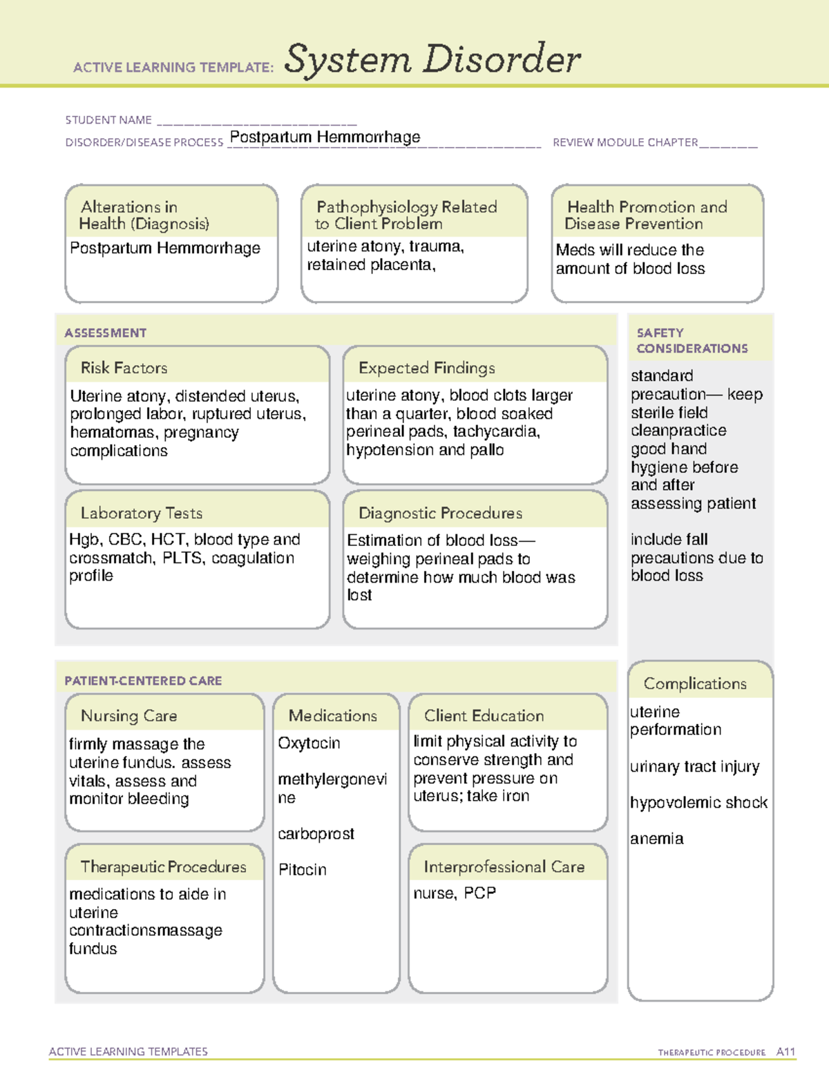 Active template on postpartum hemmorrhage - ACTIVE LEARNING TEMPLATES ...