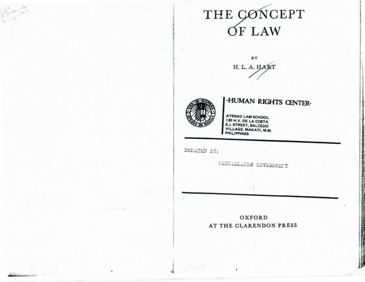 The Concept of Law H.L.A. Hart - Remedial Law 5 (Law Practicum 1) - Studocu