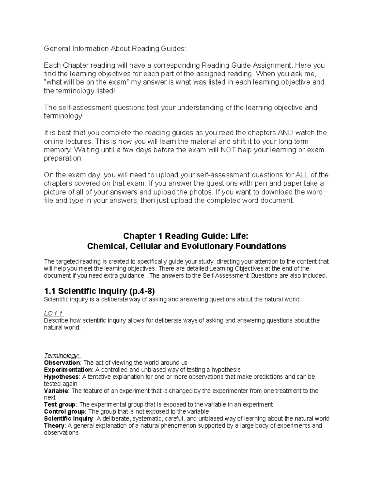 Exam 1 Reading Guide - jhgfh - General Information About Reading Guides ...