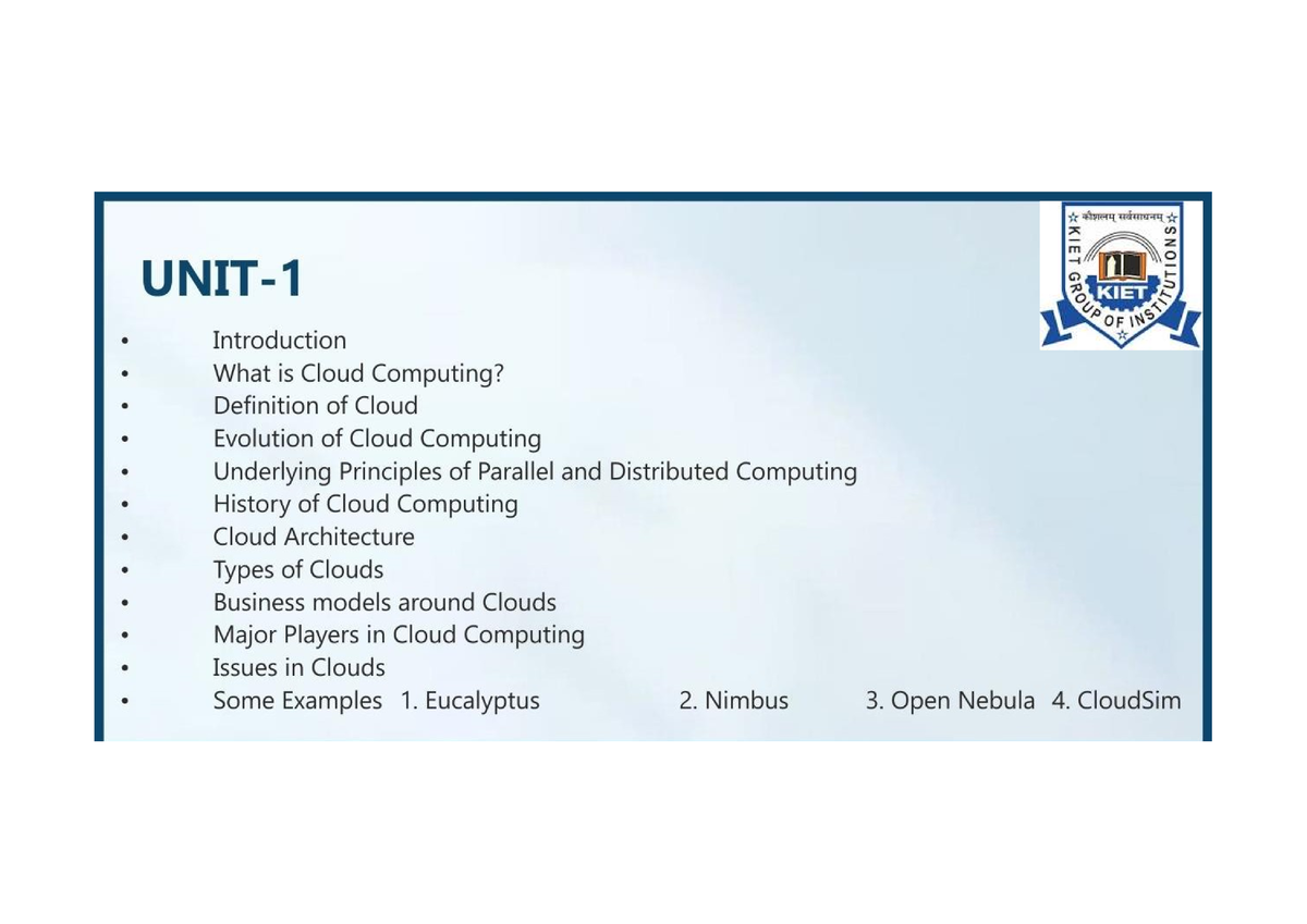 Cloud-Computing-Unit-1 New-part-1 - Recommended Books: 1. Cloud ...