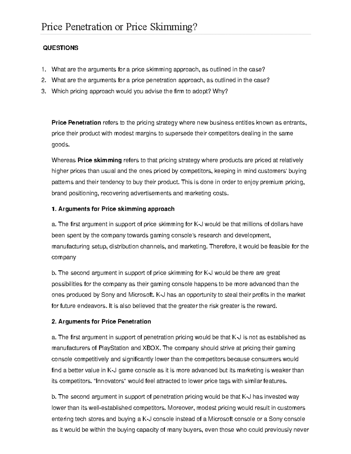 Price or Price Skimming Price or Price