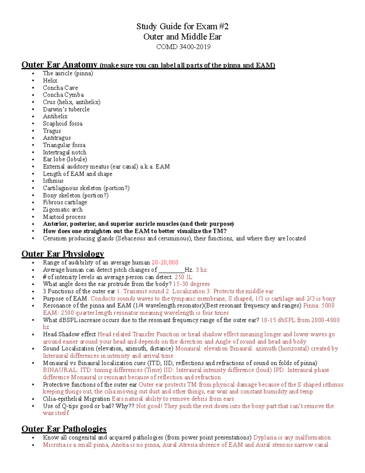 Study Guide for Exam Outer and Middle Ear - Studocu