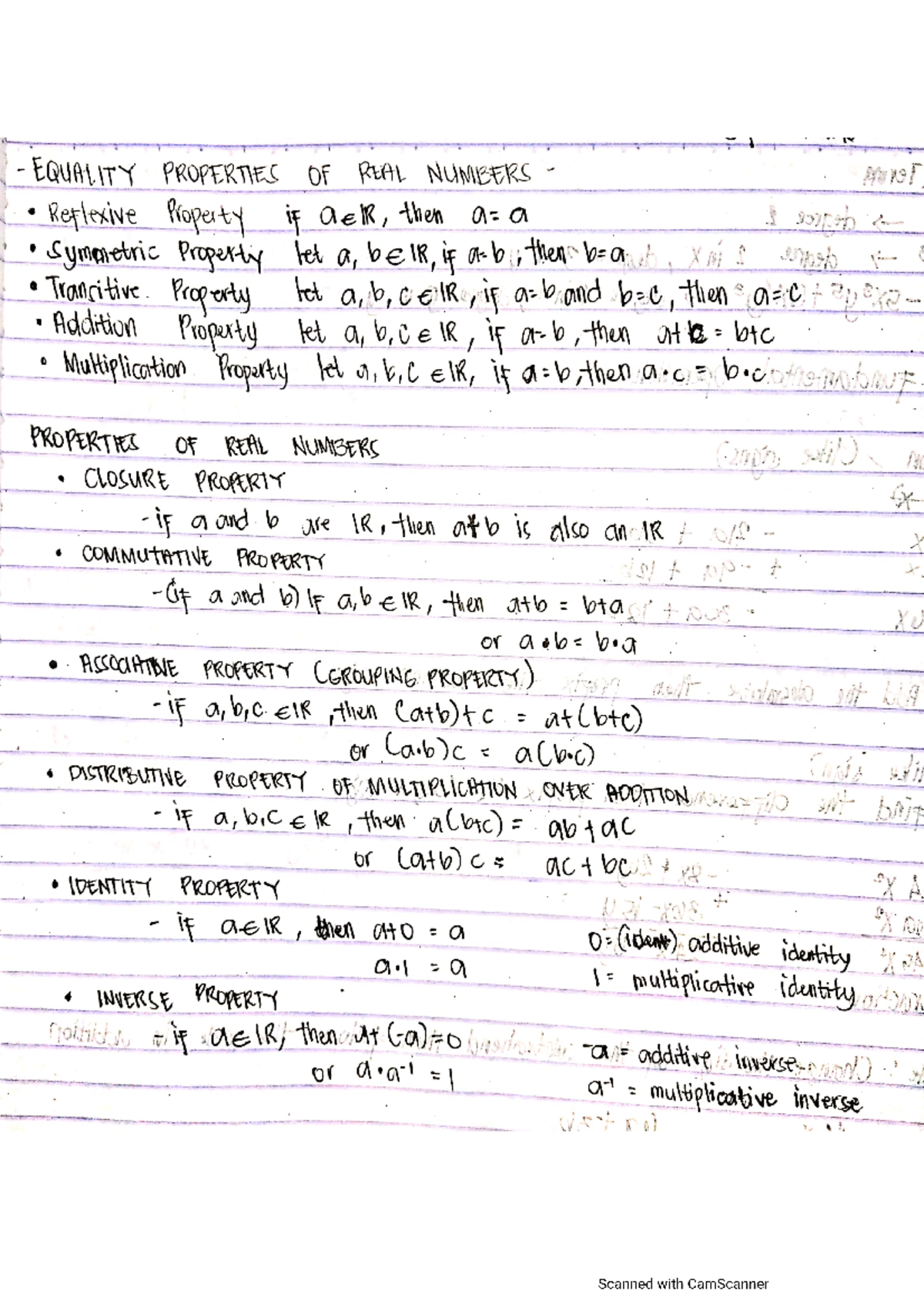 Properties Of Real Numbers - College Algebra - Studocu