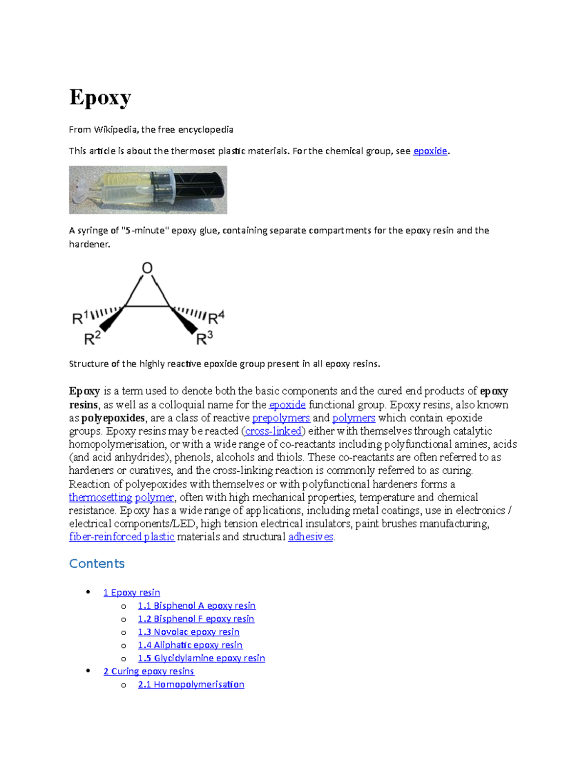 Epoksi Epoxy From Wikipedia, the free encyclopedia This article is
