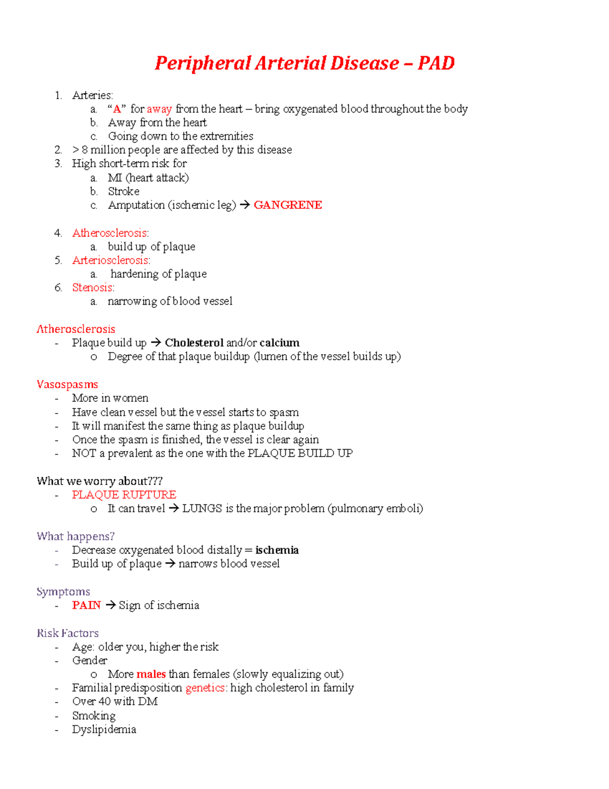 Peripheral Arterial Disease - Peripheral Arterial Disease – Pad 