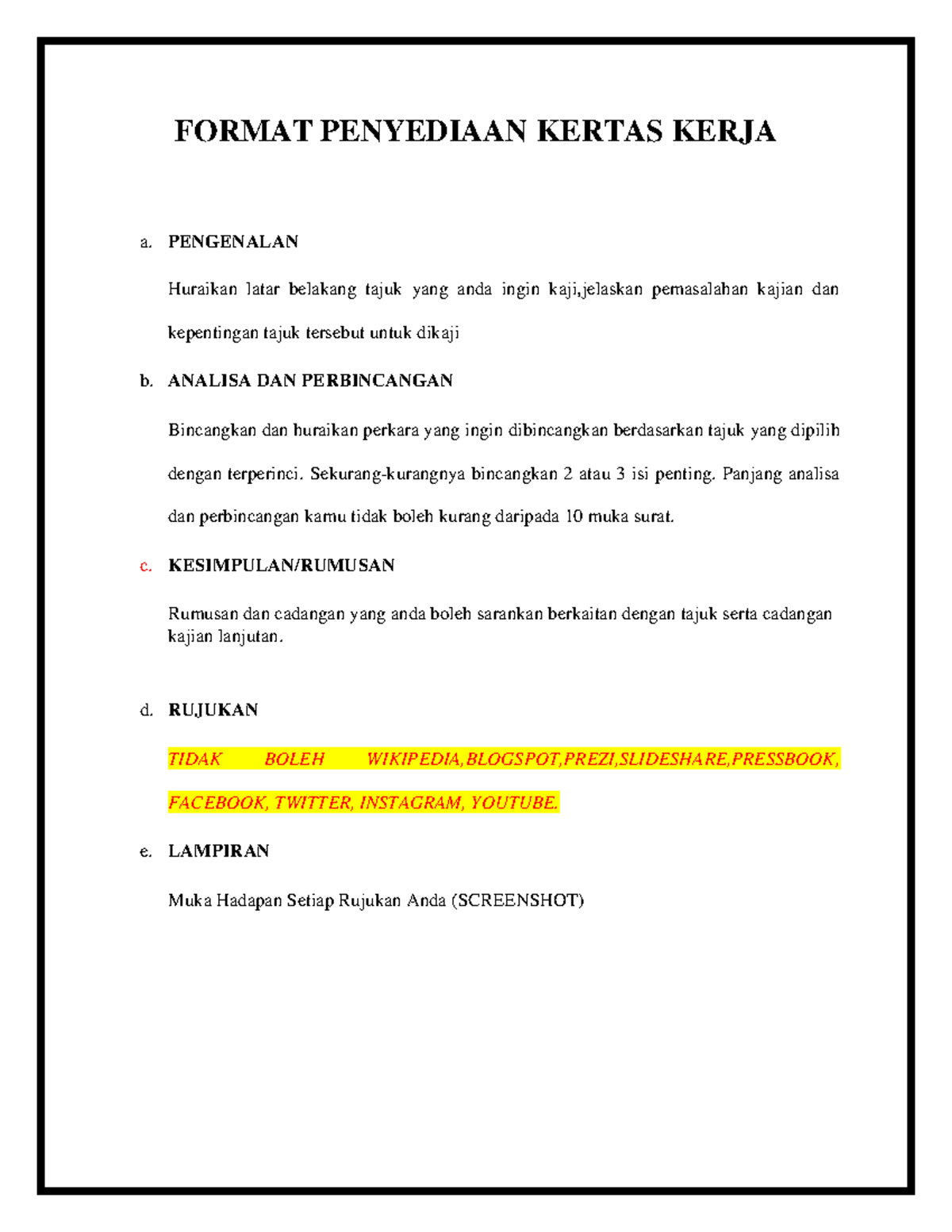 Student - Kertas Kerja - FORMAT PENYEDIAAN KERTAS KERJA a. PENGENALAN ...